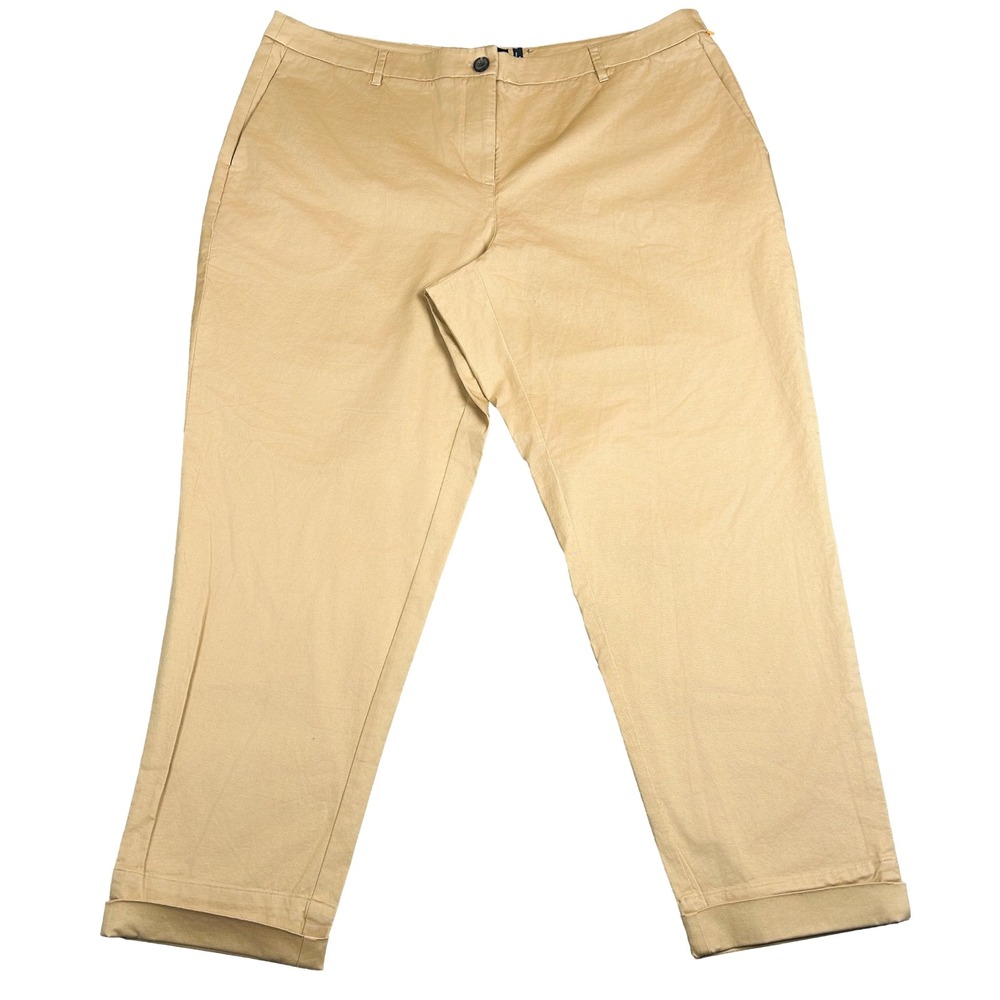Wildfang Womens Essential Trouser Camel Khaki Stretch Relaxed Tapered Utility 18